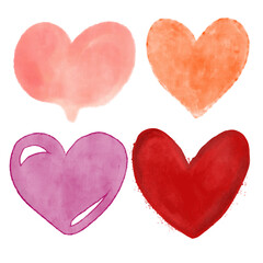 Canvas Print - Beautiful hand painted isolated watercolor hearts illustration