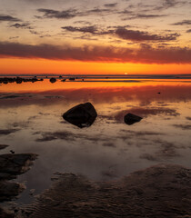 Poster - Beautiful sunset at seaside.