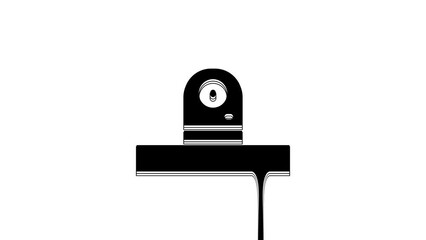 Sticker - Black Security camera icon isolated on white background. 4K Video motion graphic animation