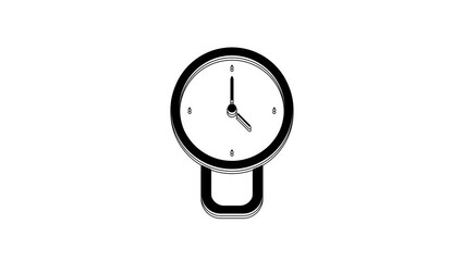 Poster - Black Clock icon isolated on white background. Time symbol. 4K Video motion graphic animation