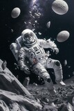 Fototapeta Kosmos - Astronaut Among the Asteroids