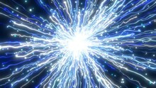 Abstract Glowing Energy Explosion Blue Swirl Firework From Lines And Magic Particles Abstract Background. Video 4k