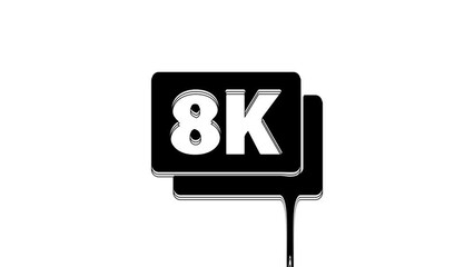 Canvas Print - Black 8k Ultra HD icon isolated on white background. 4K Video motion graphic animation