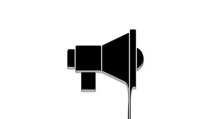 Sticker - Black Megaphone icon isolated on white background. Speaker sign. 4K Video motion graphic animation