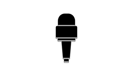 Sticker - Black Microphone icon isolated on white background. On air radio mic microphone. Speaker sign. 4K Video motion graphic animation