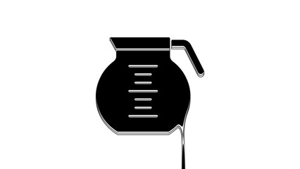 Wall Mural - Black Coffee pot icon isolated on white background. 4K Video motion graphic animation