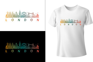 Wall Mural - london skyline t-shirt design, london graphic t-shirt, colorful tshirt, typography t-shirt design