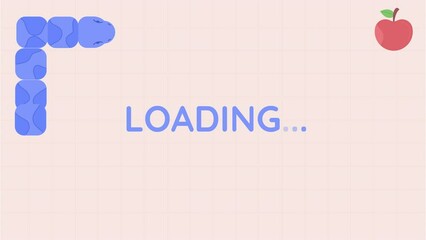 Poster - Animated snake loader. Serpent moving to apple 4K video footage on pink background with alpha channel transparency. Color cartoon style loading animation with character for download, upload process