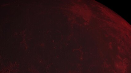 Wall Mural - Concept-UR1 View of the realistic blood moon from space with asteroid impact craters.