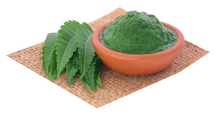 Poster - Medicinal neem leaves with ground paste