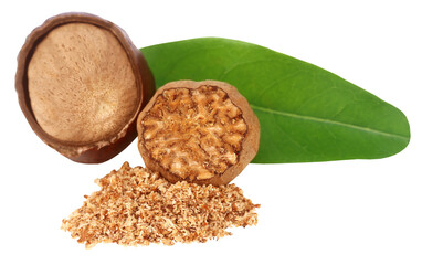 Poster - Nutmeg with green leaves