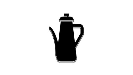 Poster - Black Teapot icon isolated on white background. 4K Video motion graphic animation