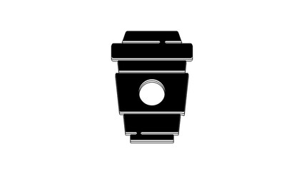 Wall Mural - Black Coffee cup to go icon isolated on white background. 4K Video motion graphic animation