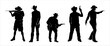 Silhouettes of Western Cowboys set. collection of Sheriff town Illustration.