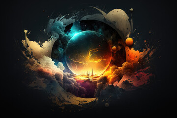 Wall Mural - abstract fantasy world, spheres