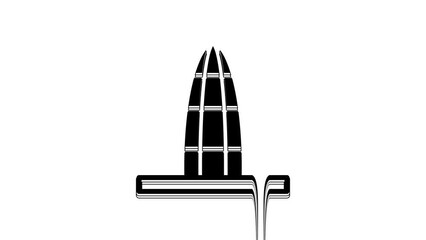 Poster - Black Agbar tower icon isolated on white background. Barcelona, Spain. 4K Video motion graphic animation