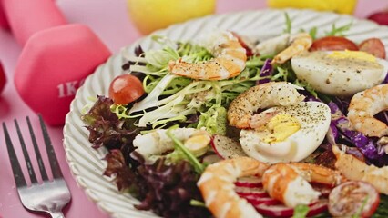 Poster - A plate of low-fat shrimp salad