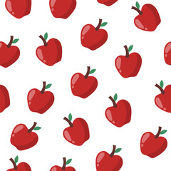 Wall Mural - Apples seamless pattern. Fruit background in cartoon style. Ecological food print. Vector illustration