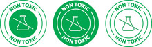 Non-toxic Icon. Toxic-free Green Outline Icon. Suitable For Cosmetic Products. Isolated Vector Illustration.