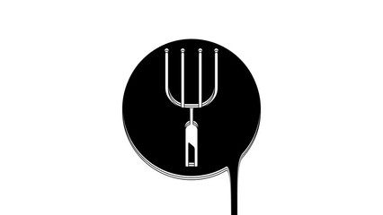 Wall Mural - Black Garden pitchfork icon isolated on white background. Garden fork sign. Tool for horticulture, agriculture, farming. 4K Video motion graphic animation