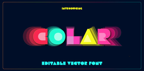 Leinwandbilder - Editable overlay colorful alphabet. Color overlap, decorative font, geometric type for modern color logo, abstract headline, art lettering. Minimal style letter, vector typography design