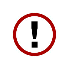 Poster - round circle warning or attention sign with exclamation mark icon. vector image.