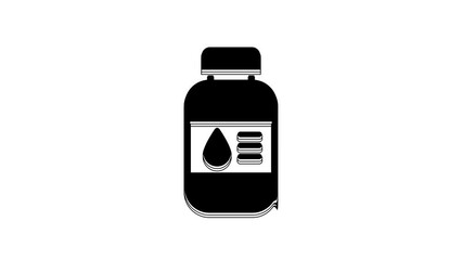 Poster - Black Printer ink bottle icon isolated on white background. 4K Video motion graphic animation