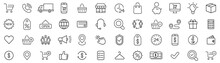 E-commerce Icons Set. Shopping. Online Shopping Thin Line Icons Vector Illustration On Transparent Background