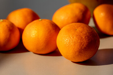 Wall Mural - bunch of oranges fruits in sun light