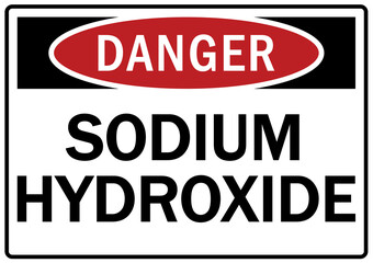 Caustic hazard sign and labels sodium hydroxide
