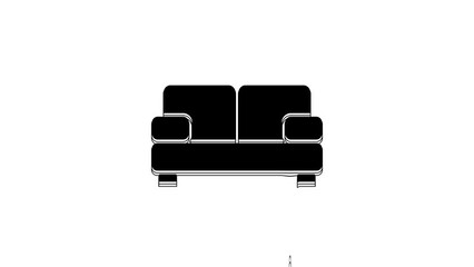 Wall Mural - Black Sofa icon isolated on white background. 4K Video motion graphic animation