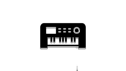 Wall Mural - Black Music synthesizer icon isolated on white background. Electronic piano. 4K Video motion graphic animation