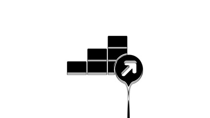 Canvas Print - Black Financial growth icon isolated on white background. Increasing revenue. 4K Video motion graphic animation