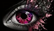 gros plan d'un oeil rose , généré par IA