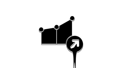 Canvas Print - Black Financial growth icon isolated on white background. Increasing revenue. 4K Video motion graphic animation