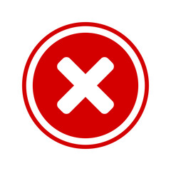 Poster - round no or wrong or declined rejected icon sign with x cross in red circle. vector image.