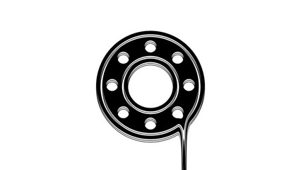 Sticker - Black Bicycle ball bearing icon isolated on white background. 4K Video motion graphic animation