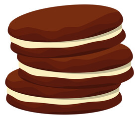 Wall Mural - Chocolate round cookie with cream. Sweet snack cartoon icon