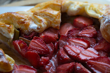 Wall Mural - Close-up of strawberry pie filling, close-up. Summer recipe