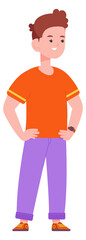 Wall Mural - Confident smiling boy character. Cartoon kid standing