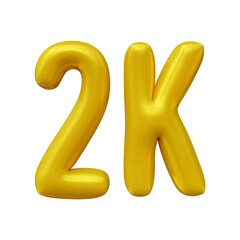 2k text design in 3d rendering for followers celebration concept
