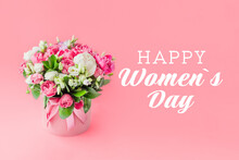 Happy Women S Day Greeting Card With Text On Pink Background