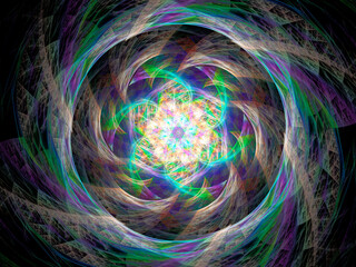 Fototapete - Abstract fractal background 3D illustration ornament, beautiful digital wallpaper, fractal picture for postcard template, poster, banner, backdrop, image decoration
