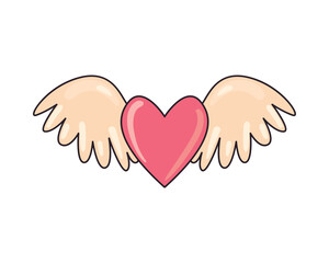 Sticker - flat heart with wings