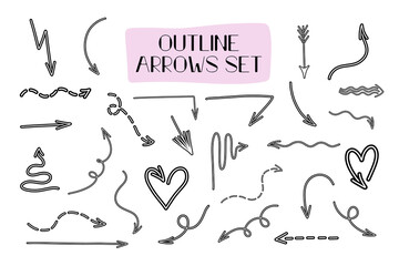 Wall Mural - vector outline arrows set. minimalist navigation elements for design and decoration.