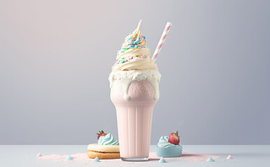 Wall Mural - Milkshake - realistic illustration created with Generative AI technology