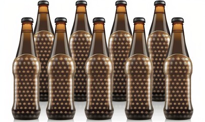 Canvas Print -  a group of six bottles of beer with dots on them.  generative ai