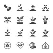 plant icon set, planting and care for trees,  solid icon