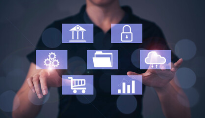 Poster - The concept of preventing access to transactional data in internet technology systems. Locking personal information in digital online system