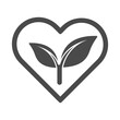 heart with leaf, love plant, solid icon with transparent background
